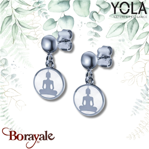 Boucles d'oreilles Yola Nature Bouddha Acier poli IG-592