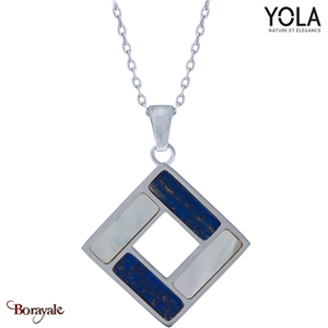 Collier Nacre blanche et Lapis Lazuli Collection Art déco YOLA NATURE