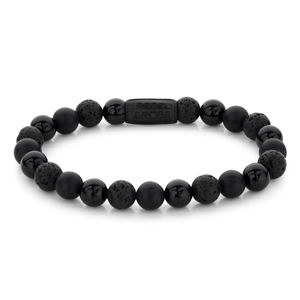 Bracelet Rebel & Rose Black Rocks - Tout Noir - 8mm M, Homme RR-80073-B-M