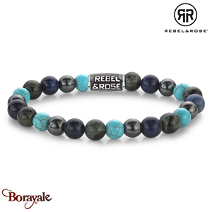 Bracelet Rebel & Rose Bleu nuits vintage - 8mm M, Homme RR-80108-V-M