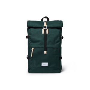 Sac à dos SANDQVIST Série Urban Outdoor, Bernt 21/25L Vert foncé avec cuir natur