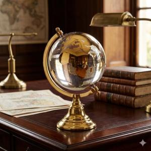 Map Monde Philéas 27 cm Or et Verre - Home Edelweiss JD828