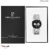Montre PIERRE LANNIER Collection BARON Cadran Noir Bracelet Acier Milanais Argent
