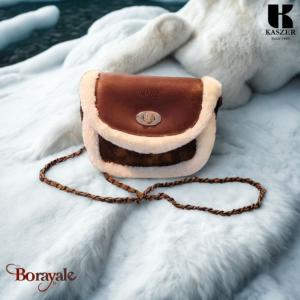 Sac bandoulière KASZER collection Wyoming Fourrure S Marron naturel clair 20401-