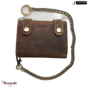 Portefeuille à chaîne moto KASZER collection Oregon Marron naturel 581704-MC6