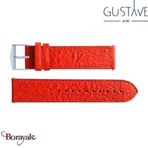 Bracelet de montre GUSTAVE & cie Fibre d'Ananas Corail Argent