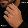 Bague Thabora acier homme et bois sous résine T66 - réf. T160319-66