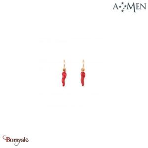 Boucles d'oreilles Amen Bijoux Porte Bonheur Argent 925° rhodié rose de haute qu