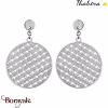 Boucles d'oreilles Thabora rondes quadrillage acier T117609A
