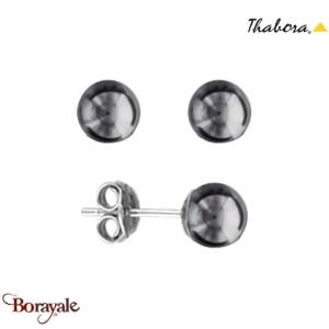Boucles d'oreilles Thabora perles noires - réf. T013621H