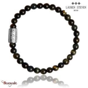 Bracelet Lauren Steven Perles Œil De Tigre Bleu LSB06M097