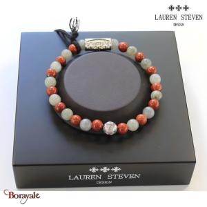 Bracelet Lauren Steven Prospérité Labradorite et Jaspe Rouge LSB06L713