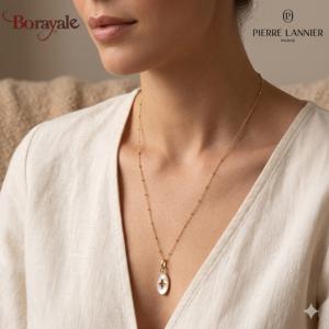 Collier Ovalia Pierre Lannier BJ28A0211 acier poli de couleur or