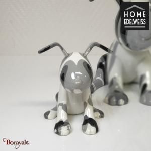 Chien assis 12 cm Home Edelweiss collection : Emotion Noir, gris, blanc