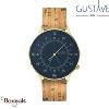 Montre 12H  Louis, GUSTAVE & cie Or, cadran Bleu Bracelet Liège