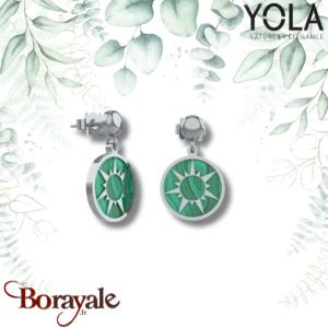 Boucles d'oreilles Yola Nature Malachite Acier poli IK-518