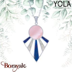 Collier Nacre rose Lapis Lazuli et Nacre blanche Collection Art déco YOLA NATURE