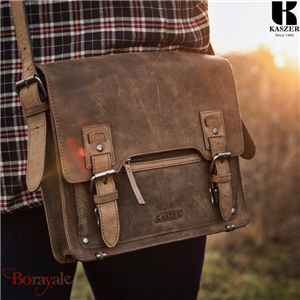Besace Gibecière KASZER collection Kansas marron naturel foncé 241004-C6