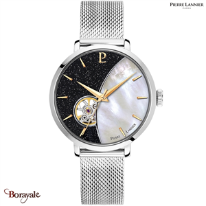 Montre PIERRE LANNIER Collection CELESTE argenté milanais automatique Femme