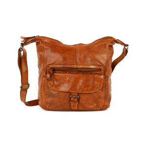 Sac bandoulière Bear Design en Cuir de vachette lavé Cognac Collection : Lavato