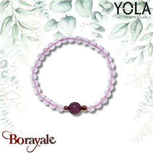 Collection Perles Bracelet YOLA perles et acier rose doré Quartz roze IG-329