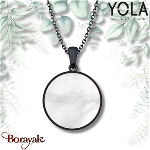 Collier Yola Nature Nacre Acier plaqué IP noir IP-485