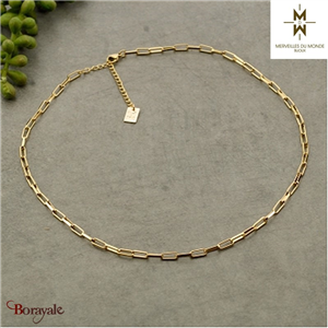 Collier en Acier doré Merveilles du monde