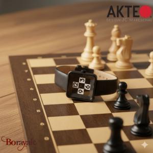 Montre AKTEO Iconique Damier 4 Chiffres 29 mm noire carrée IIc47