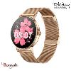 Montre TEKDAY Ronde connectée New 2025 unisexe boîtier rose doré, milanais rose