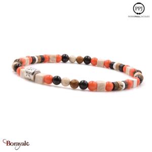 Multi Fossile - Jaspe orange: Bracelet Pierres fines 4 mm PPJ Taille XL