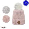 Bonnet + 3 pompons Suissesse rose pâle avec polaire Cabaïa 50% acrylique 50% woo