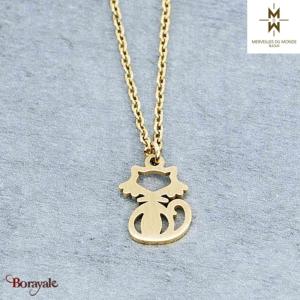 Collier en Acier doré Merveilles du monde
