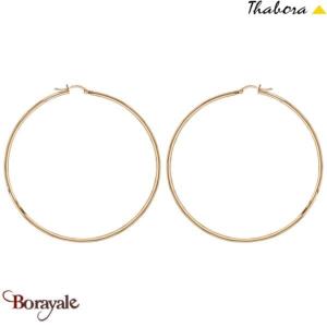 Boucles d'oreilles THABORA créoles simples fils ronds, 70 mm acier doré