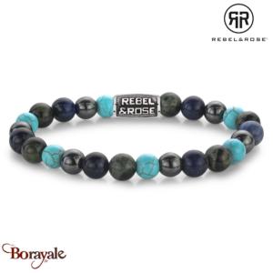 Bracelet Rebel & Rose Bleu nuits vintage - 8mm L, Homme RR-80108-V-L