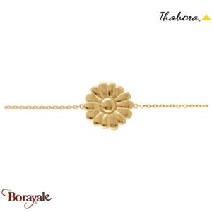 Bracelet Thabora fleur centrale motif fleurs monté sur chaîne - réf. T121259J