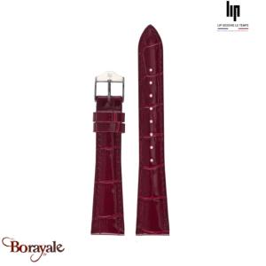 Bracelet de montre Lip Cuir bordeaux façon croco 18 mm 675492