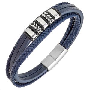 Bracelet All Blacks bijoux Homme acier et cuir 682289