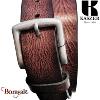 Ceinture Kaszer Indiana en cuir de buffle pleine fleur cognac griffé noir