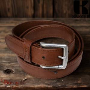 Ceinture KASZER Indiana en cuir de buffle pleine fleur marron foncé lisse - 5773