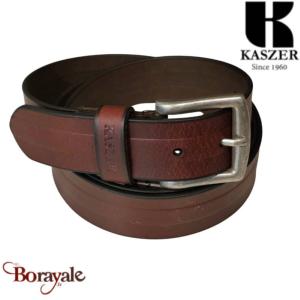 Ceinture Kaszer Indiana en cuir de buffle pleine fleur bordeaux foncé