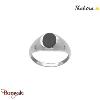 Chevalière Thabora argent 925 rhodié plateau ovale onyx T56 - réf. T063873-56