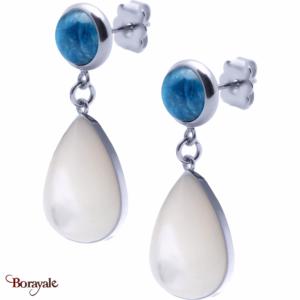Boucles d'oreilles Apatite et nacre, Collection: Goutte YOLA