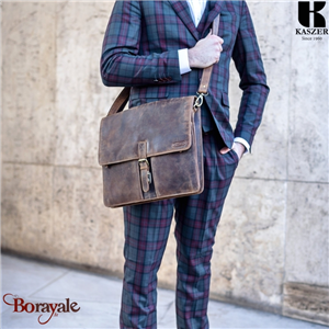 Cartable Serviette KASZER collection Nevada Marron naturel clair touché velours