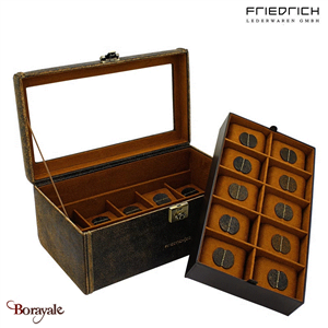 Coffret Friederich23, 20 montres, série cubain à fenêtre, marron
