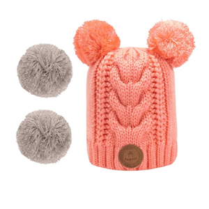 Bonnet + 3 pompons Bubble Tea Rose sans polaire Cabaïa 50% coton - 50% polyester