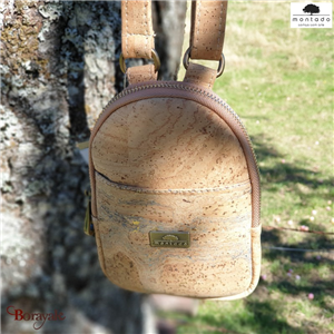 Sac bandoulière 13 cm en liège , série: Mappemonde, Montado naturel et Mapa Mont