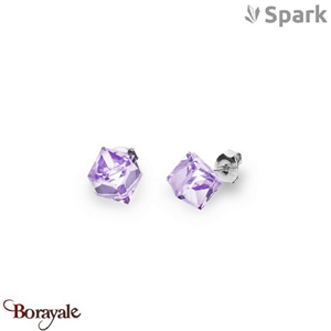 Boucles d'oreilles SPARK With EUROPEAN CRYSTALS  : Cubes medium 8 mm - Violet