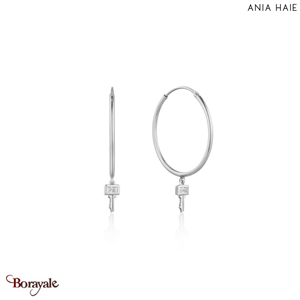 Boucles d'oreilles Ania Haie Under Lock & Key argent 925° plaqué rhodium de haut