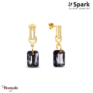 Boucles d'oreilles SPARK Silver Jewelry : Octagon - Gris profond