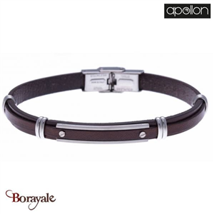 Bracelet cuir italien marron, Collection: cuir et acier APOLLON